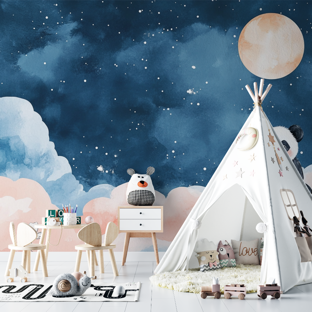 Panda and Moon Wallpaper | Murals Wallpaper