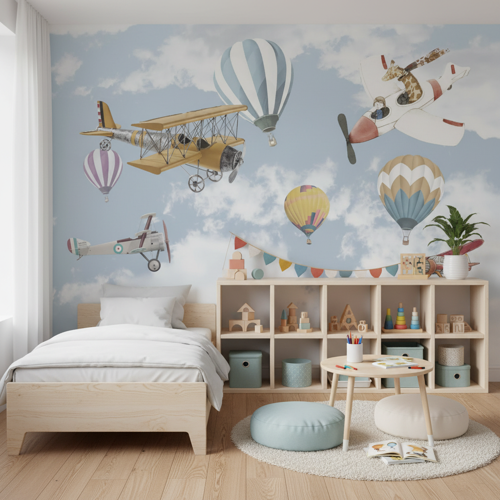 Mural 3D Airplane Wallpaper