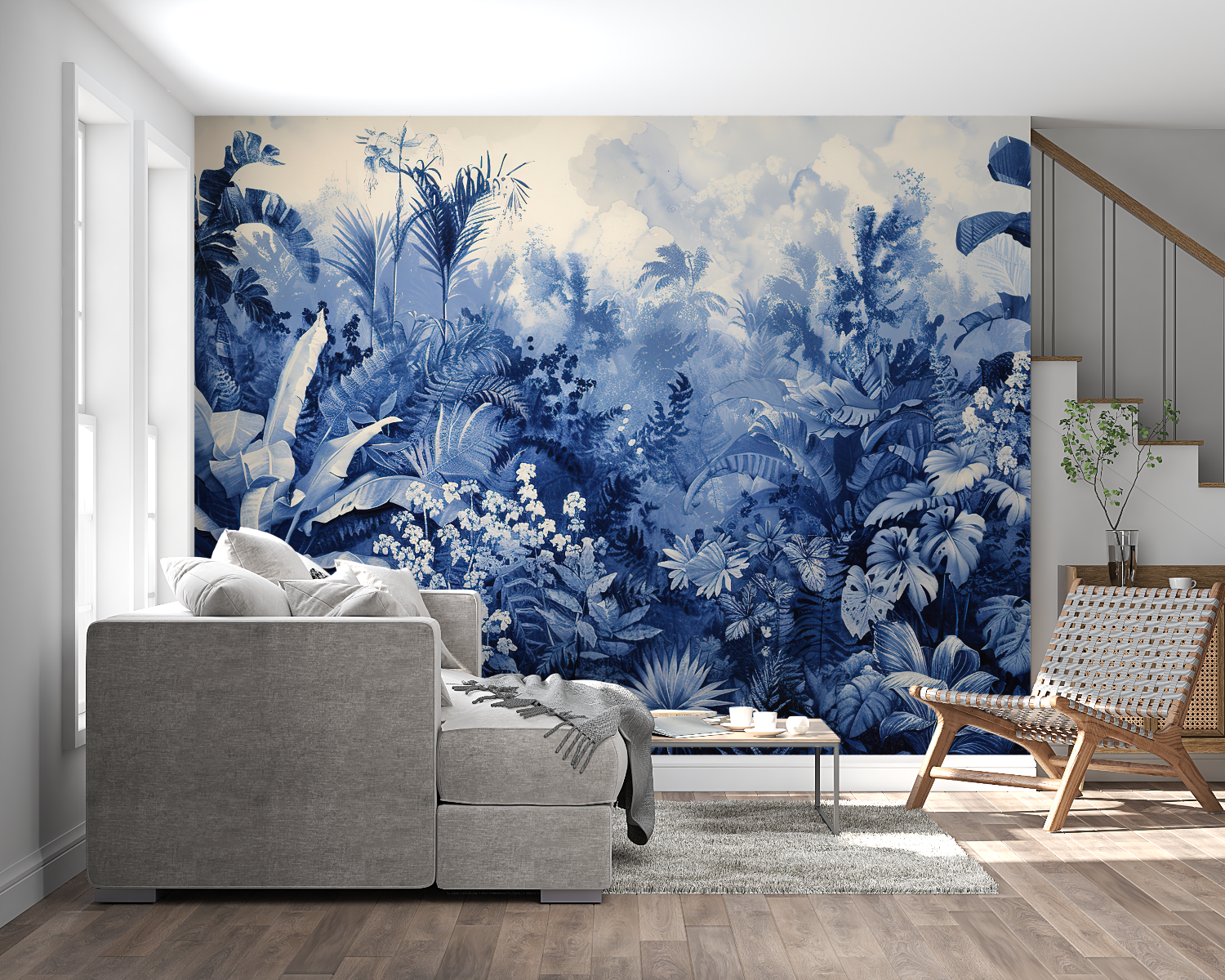 Blue and White Mural Wallpaper | Murals Wallpaper