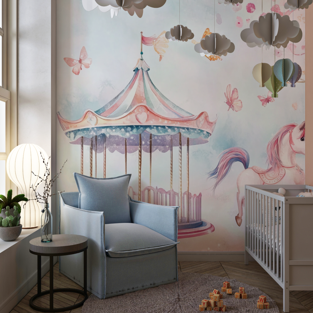 Unicorn Wallpaper 4 Walls Carousel Party | Murals Wallpaper
