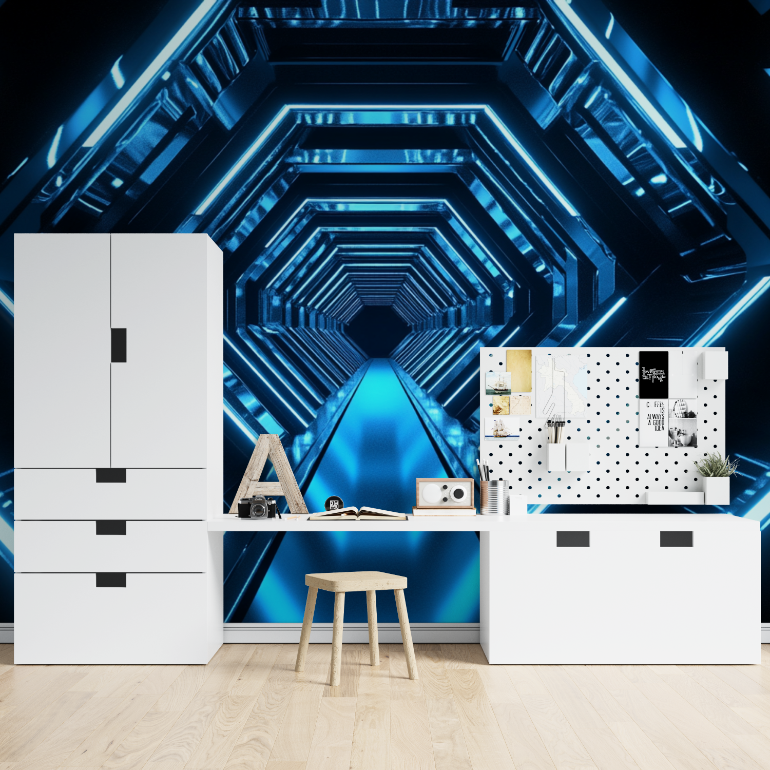 Abstract Glowing Hexagon Wallpaper | Murals Wallpaper