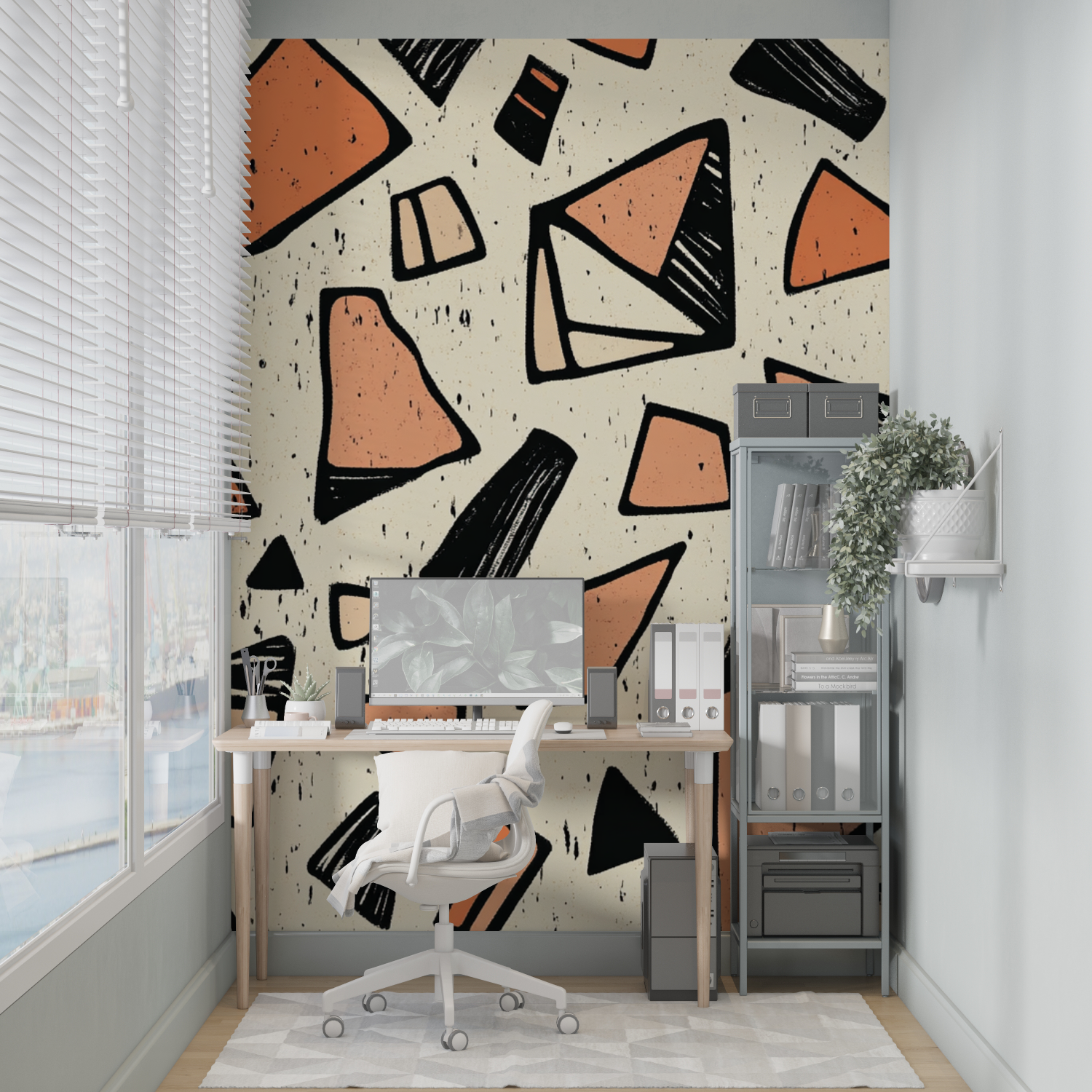 Abstract Geometric Terracotta Wallpaper | Murals Wallpaper