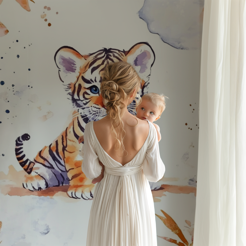 Tiger-Tapete und zauberhafte Atmosphäre | Wandbilder