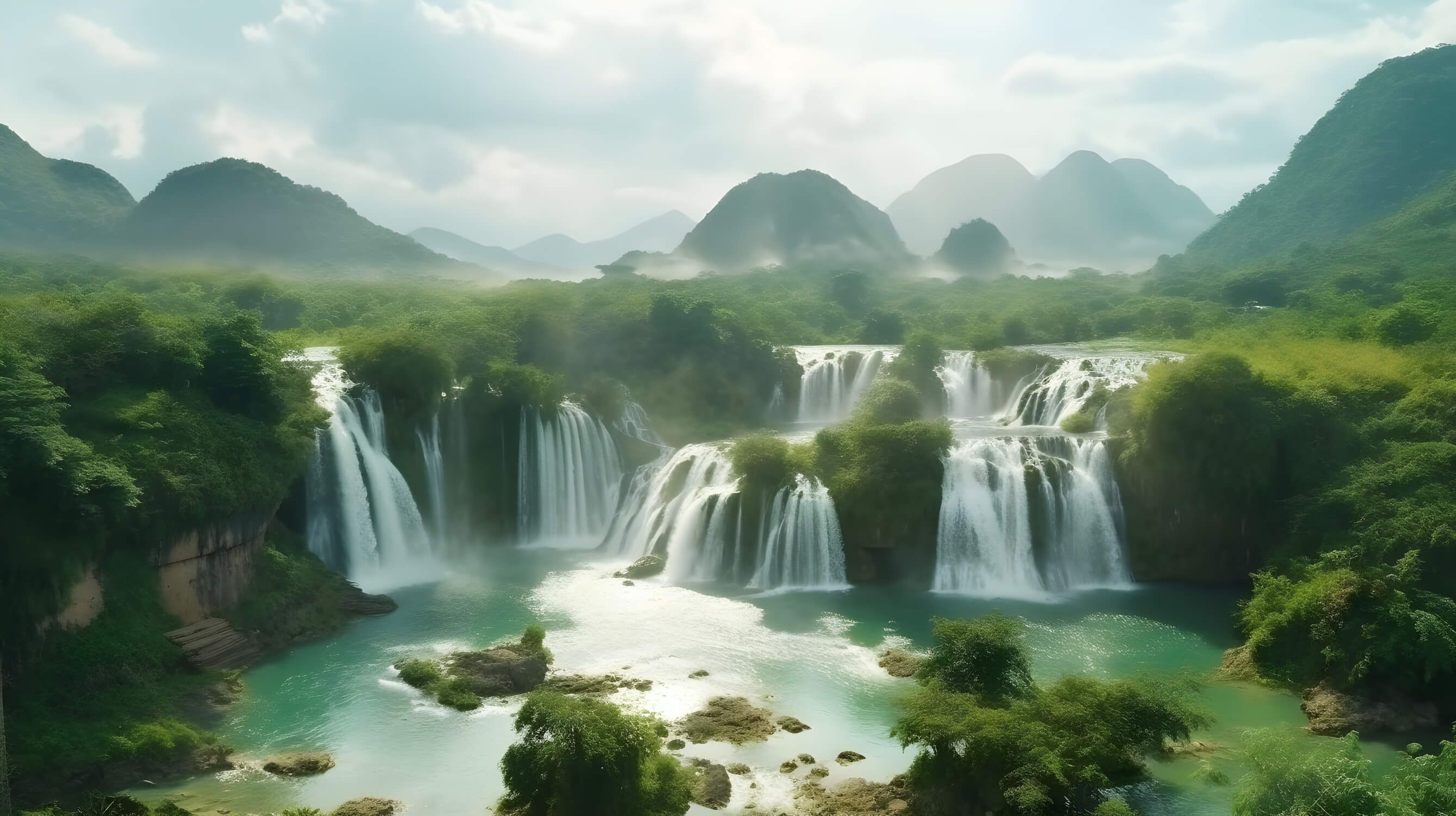 Watercolor Soft Waterfall Wallpaper | Murals Wallpaper