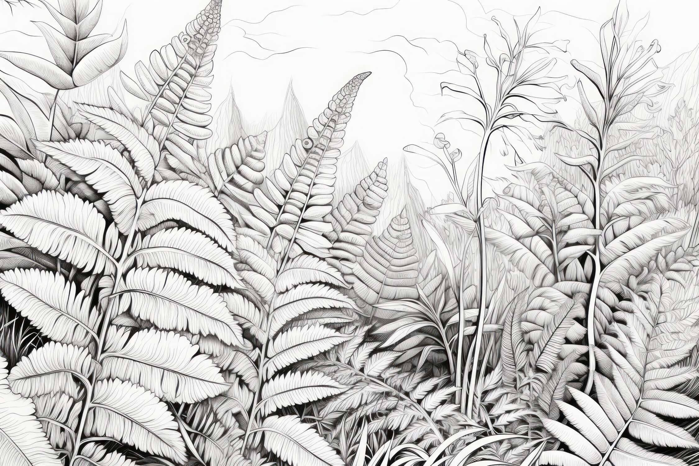 Black and White Tropical Jungle Wallpaper | Murals Wallpaper