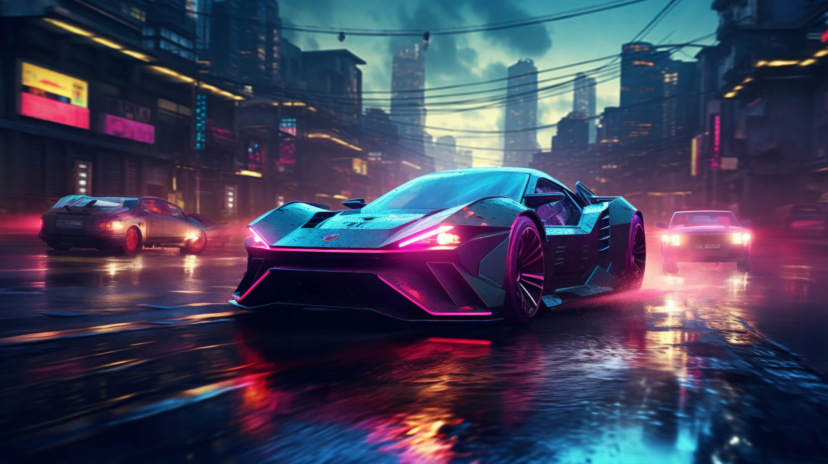 Neon Sports Car Wallpaper | Murals Wallpaper