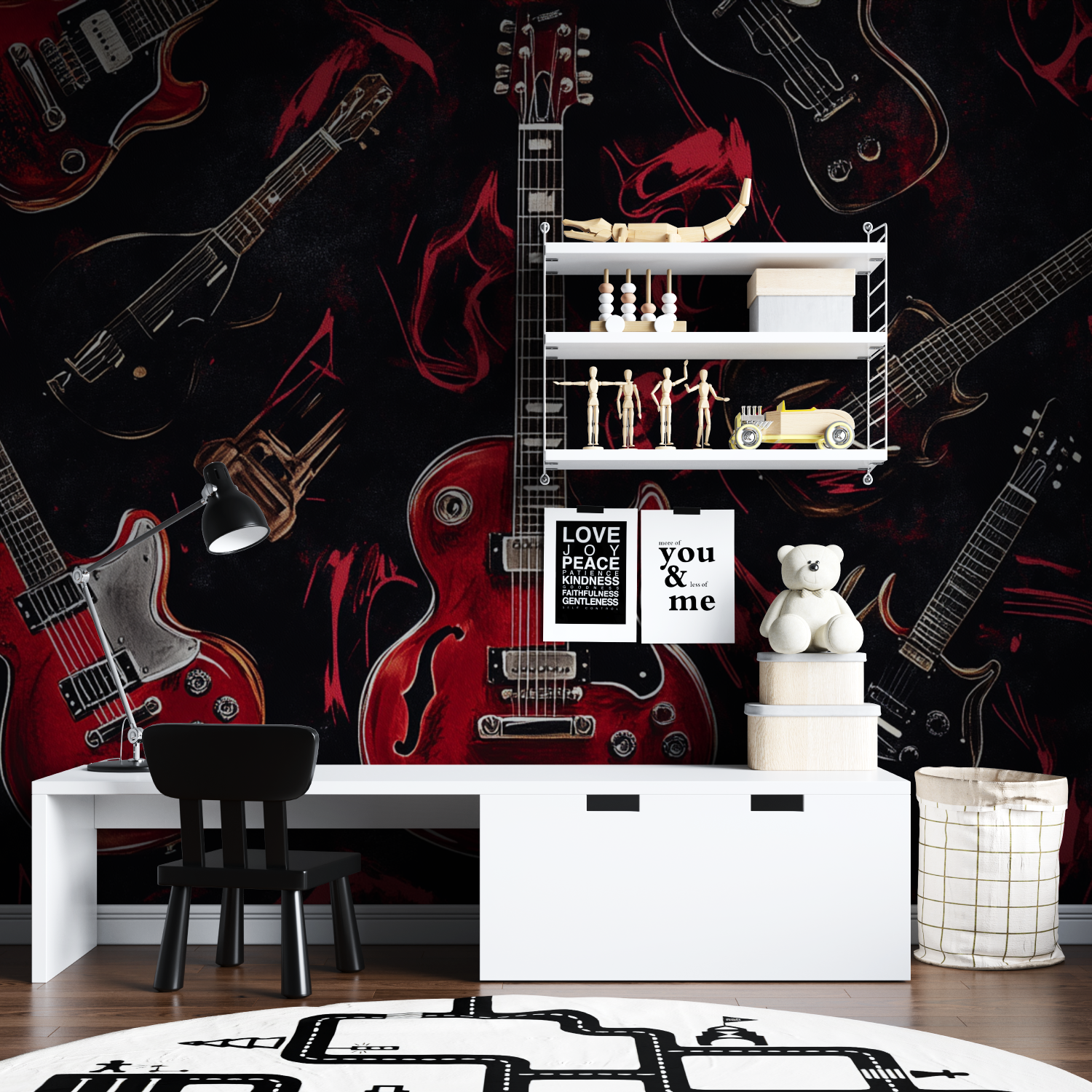 Red Guitar Wallpaper | Murals Wallpaper