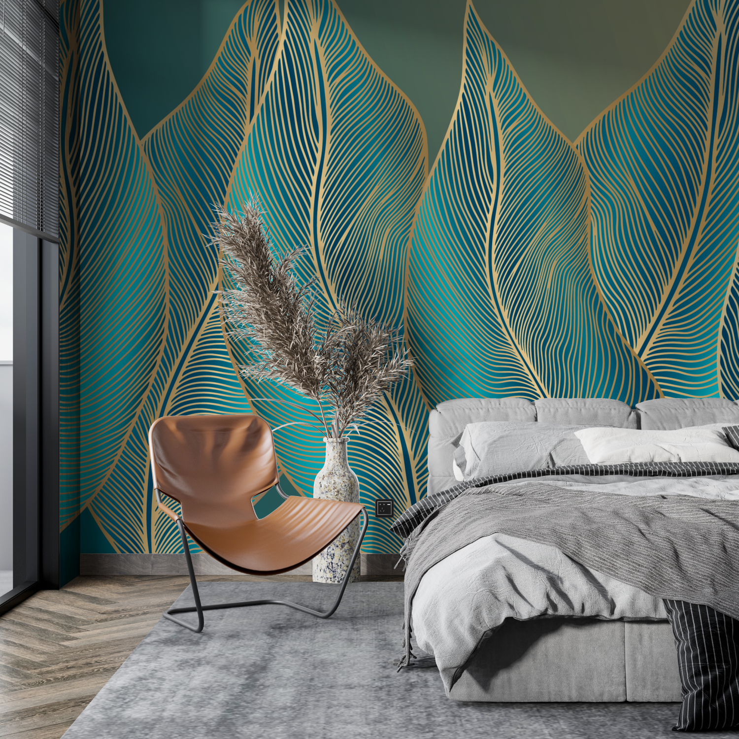 Teal Art Deco Wallpaper | Murals Wallpaper