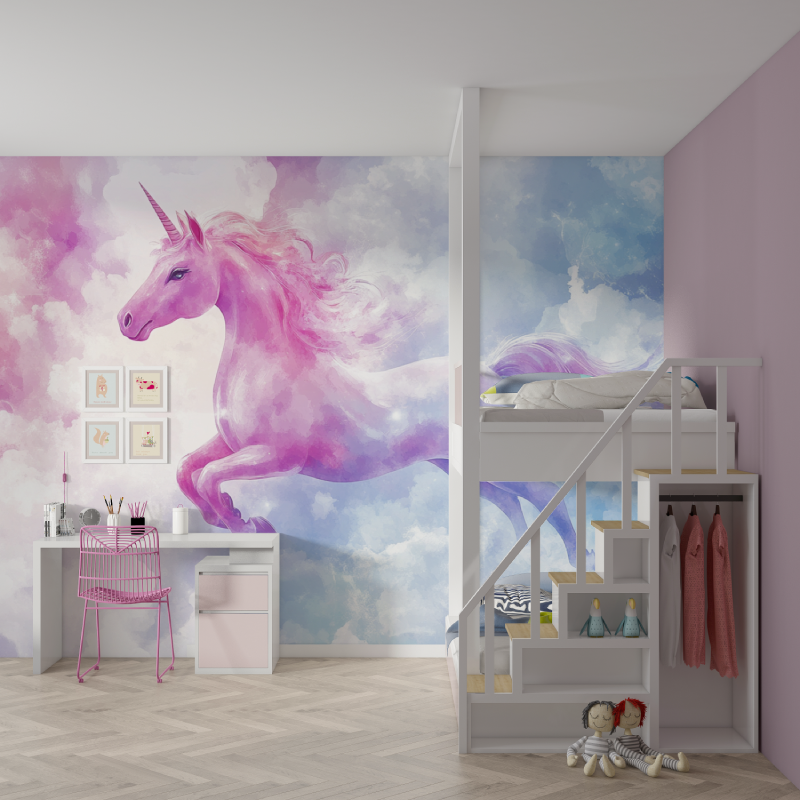 Magical Flying Unicorn Wallpaper for Bedroom Decor | Murals Wallpaper