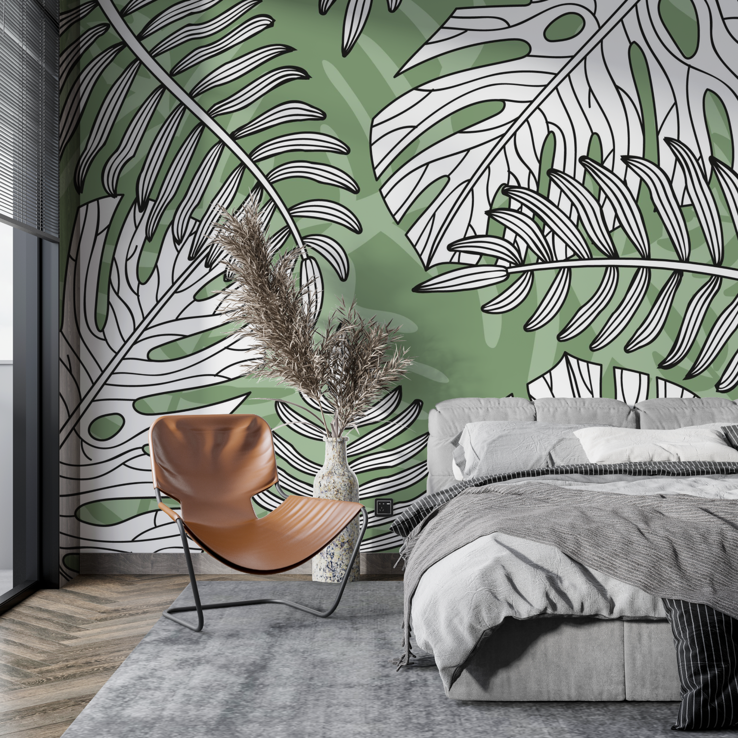 Green and White Jungle Wallpaper | Murals Wallpaper