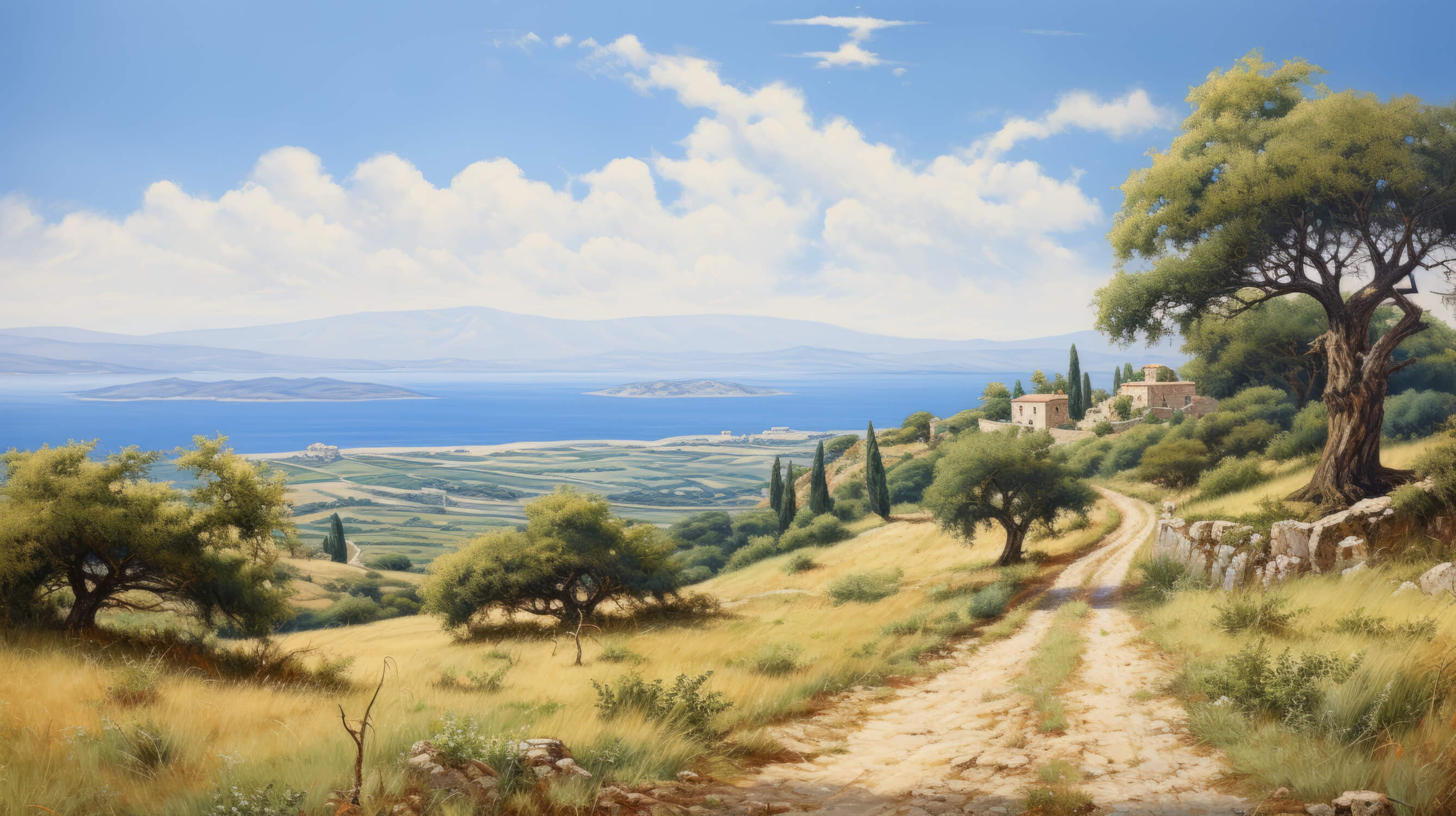 Mediterranean Watercolor Mural Wallpaper | Murals Wallpaper