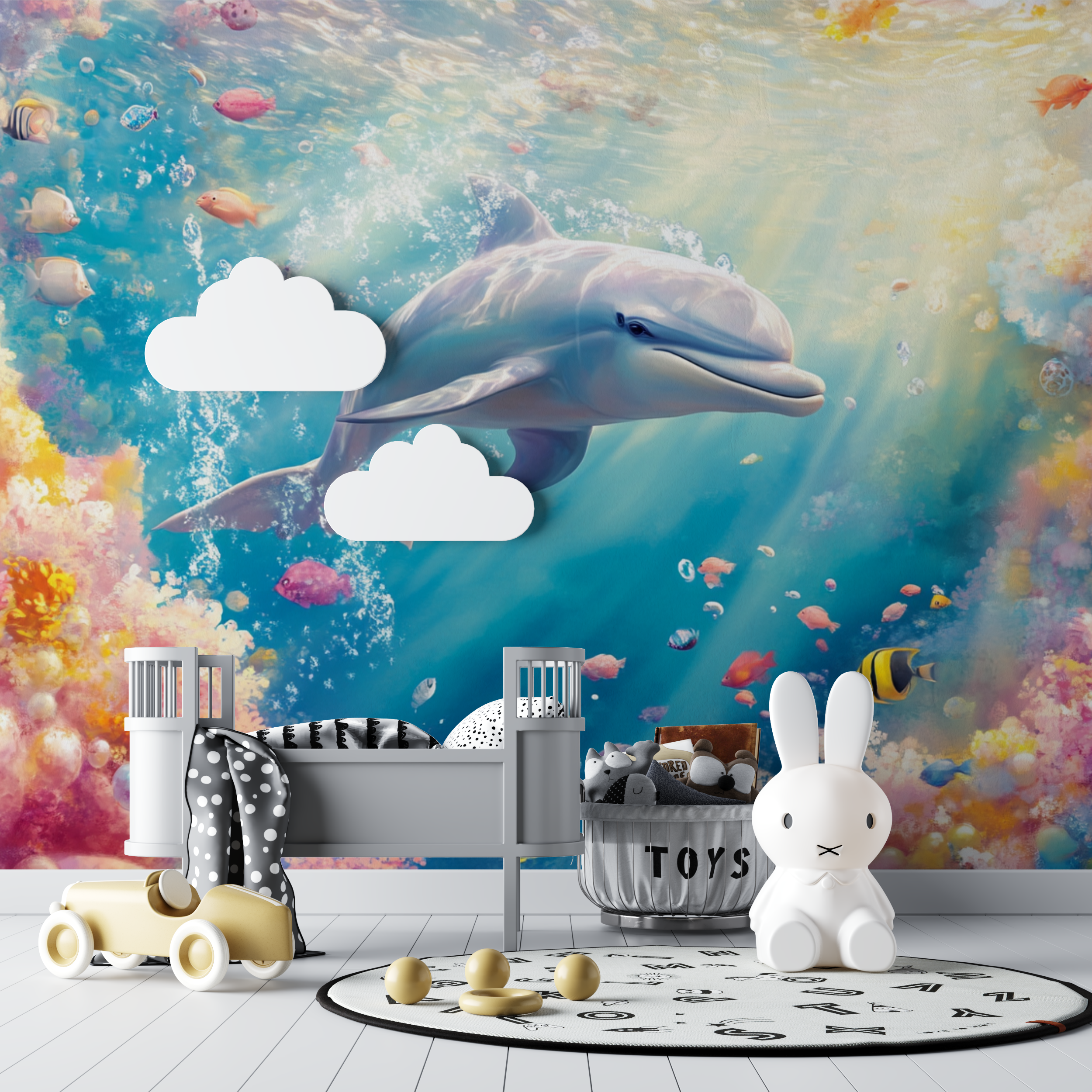 Joyful Dolphin Marine Wallpaper | Murals Wallpaper