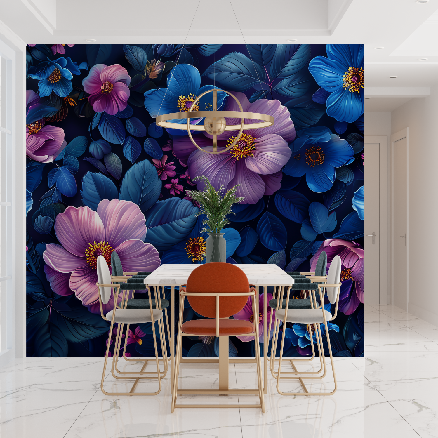 Blue Purple Floral Wallpaper | Murals Wallpaper