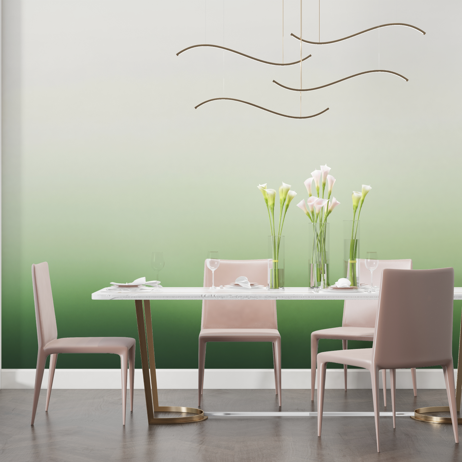 Grüne Farbverlaufstapete | Wandbildtapete