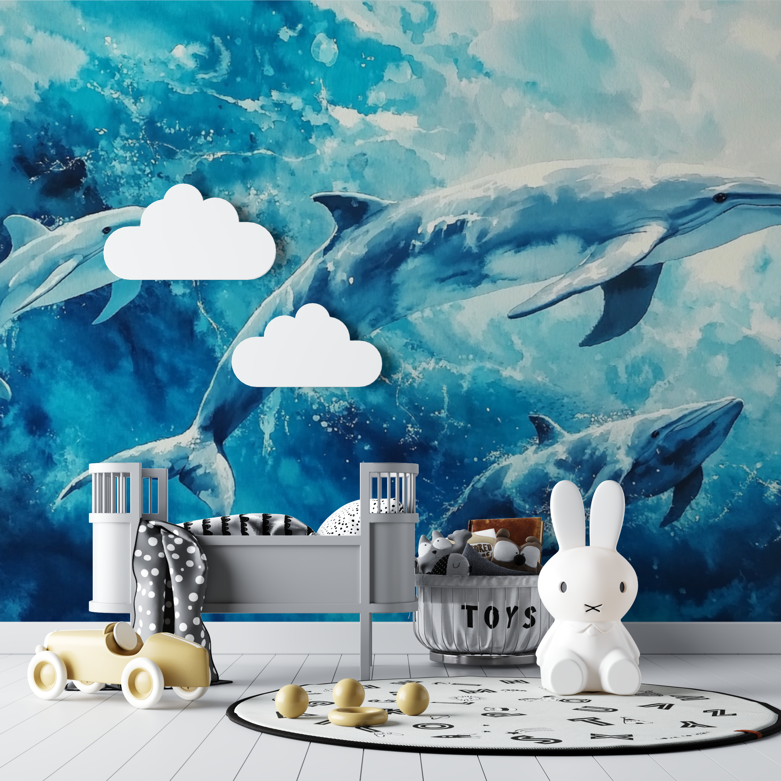 Whale and Dolphin Wallpaper | Murals Wallpaper