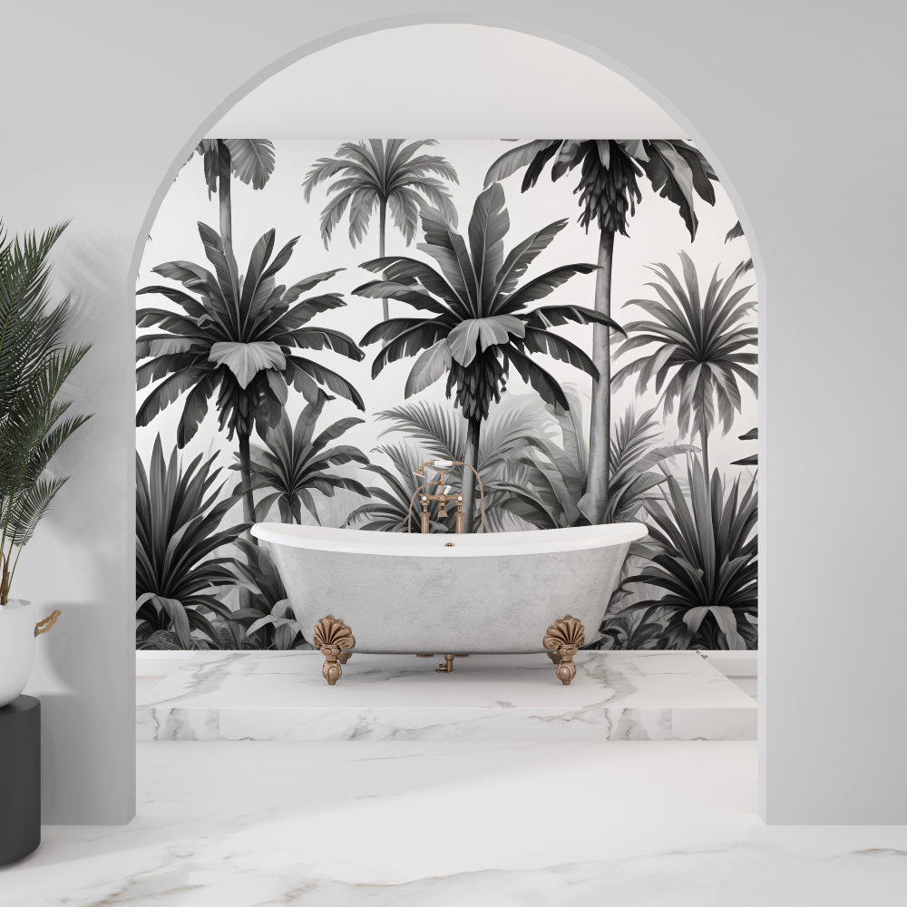 Black and White Bathroom Wallpaper | Murals Wallpaper
