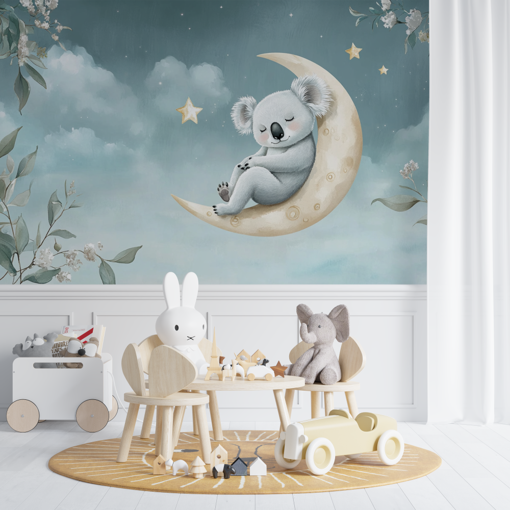 Verträumte Koala-Tapete auf dem Mond | Wandbilder Tapete
