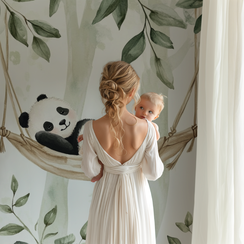 Baby Panda und Hängematte Tapete | Wandbilder Tapete