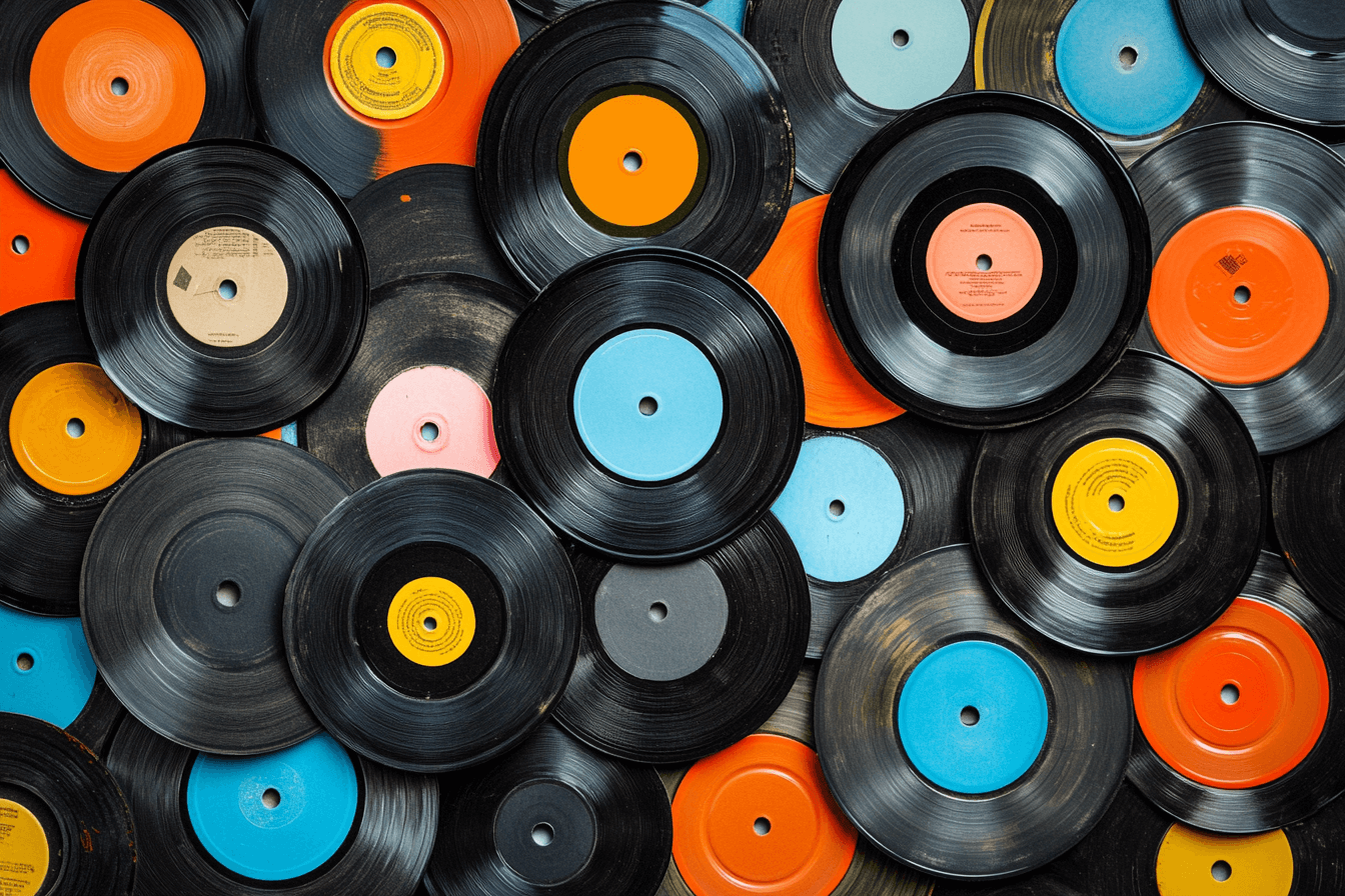 Colored Vinyl Record Wallpaper | Murals Wallpaper