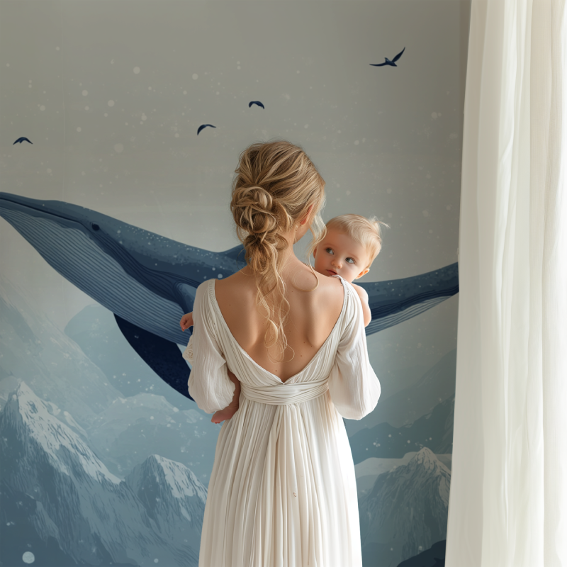 Whale and Mountains Wallpaper | Murals Wallpaper