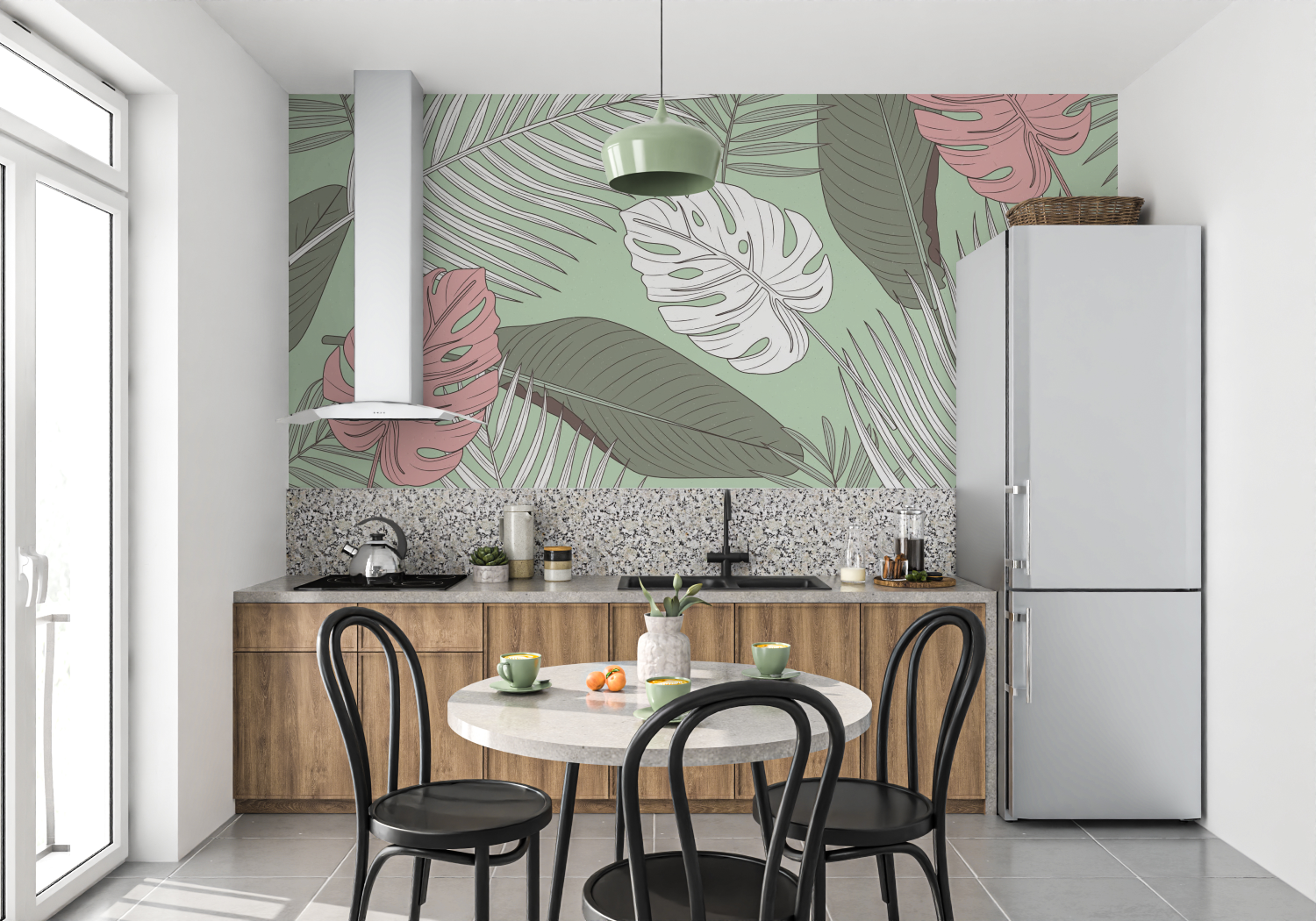 Aqua und Rosa Tapete | Wandbilder Tapete