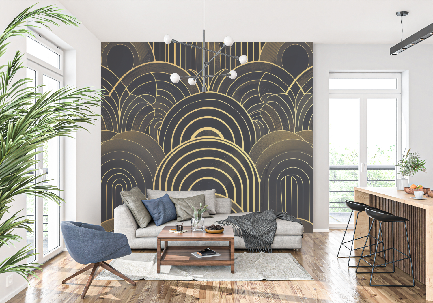 Art Deco Black and Gold Wallpaper | Murals Wallpaper