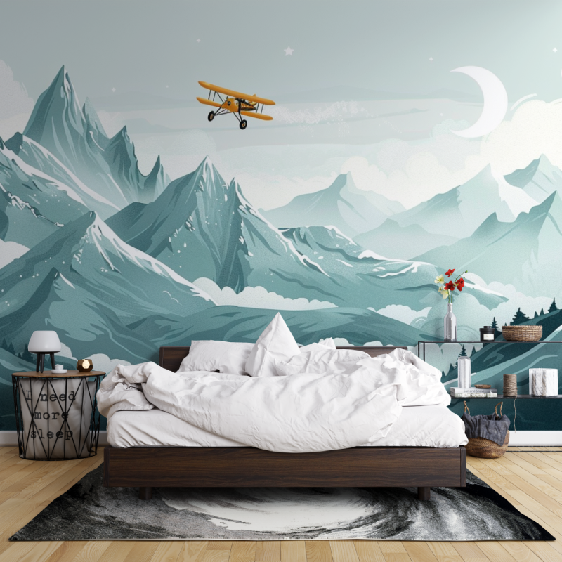 Skandinavische Flugzeug Tapete für Kinder | Wandbilder Tapete