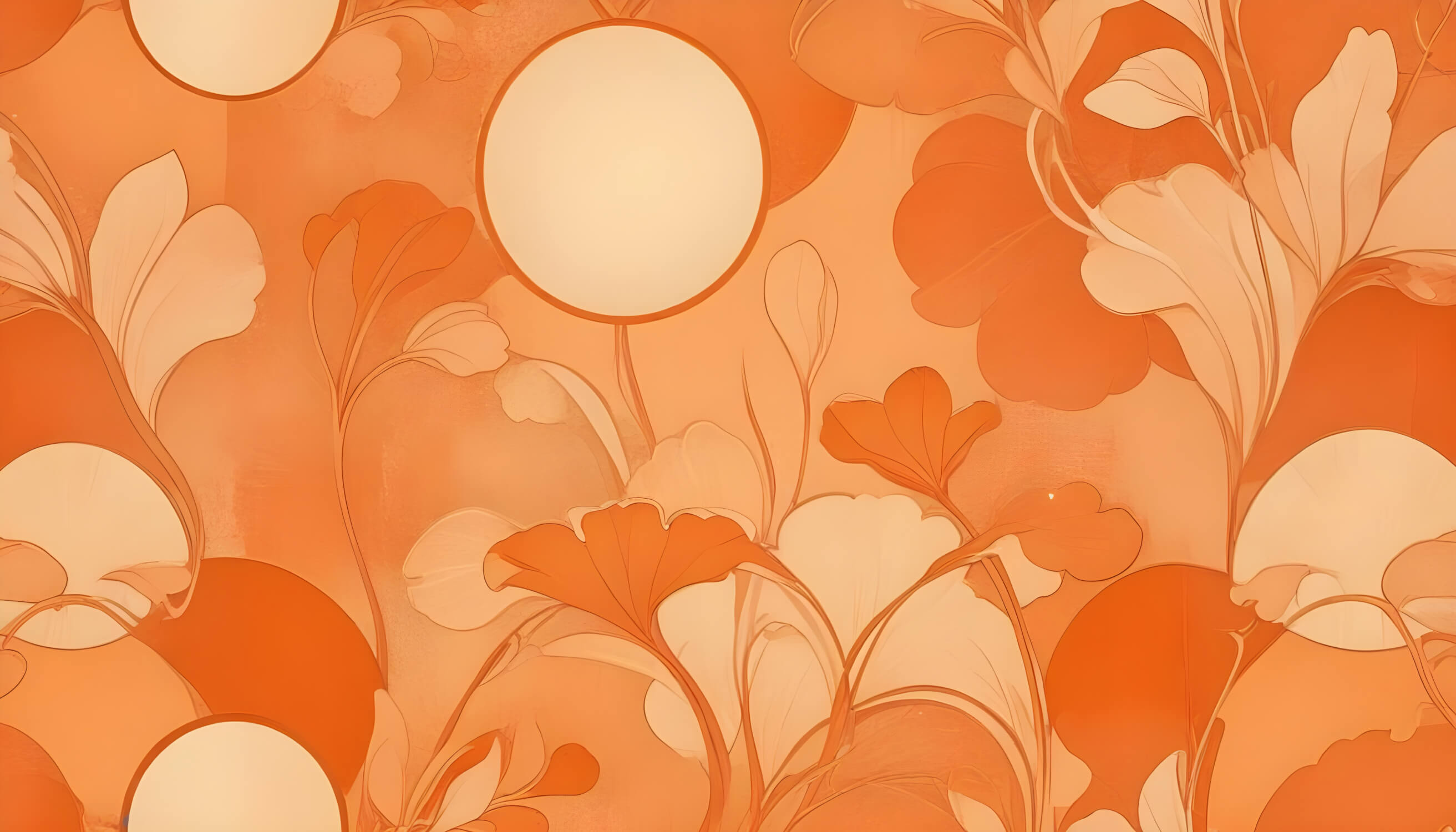 Vintage Orange Floral Wallpaper | Murals Wallpaper