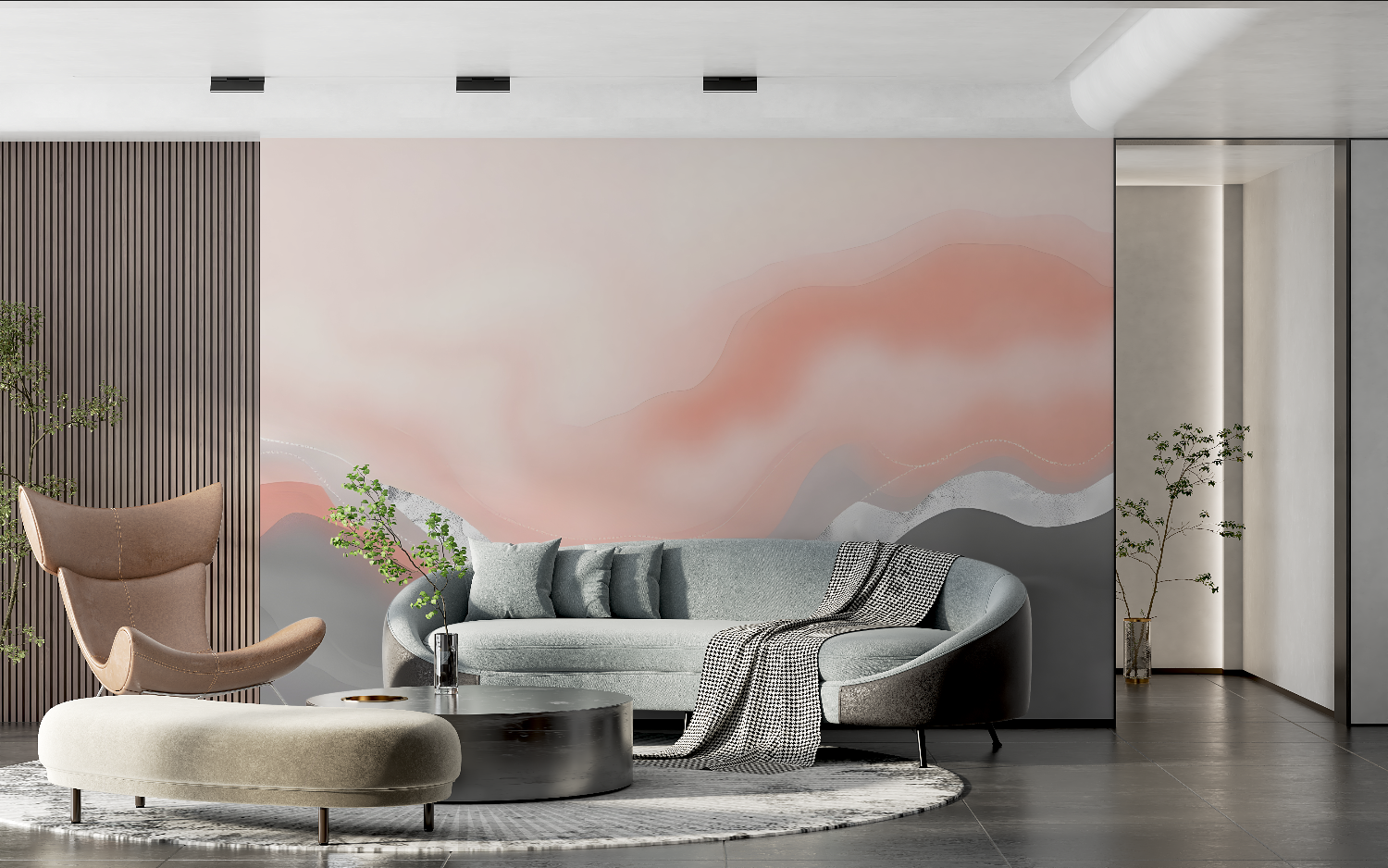 Watercolor Pink Gray Wallpaper | Murals Wallpaper