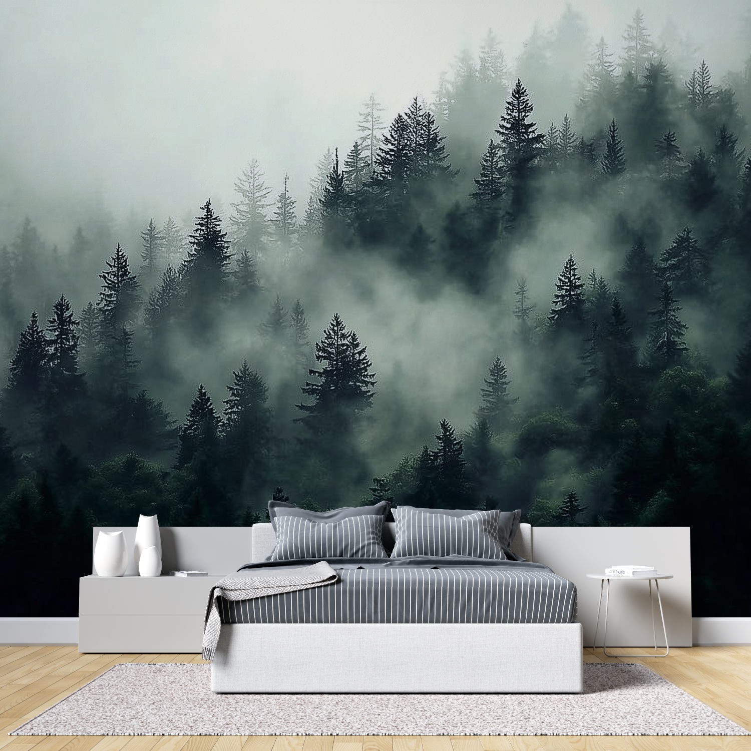 Mist forest mural wallpaper tete de lit