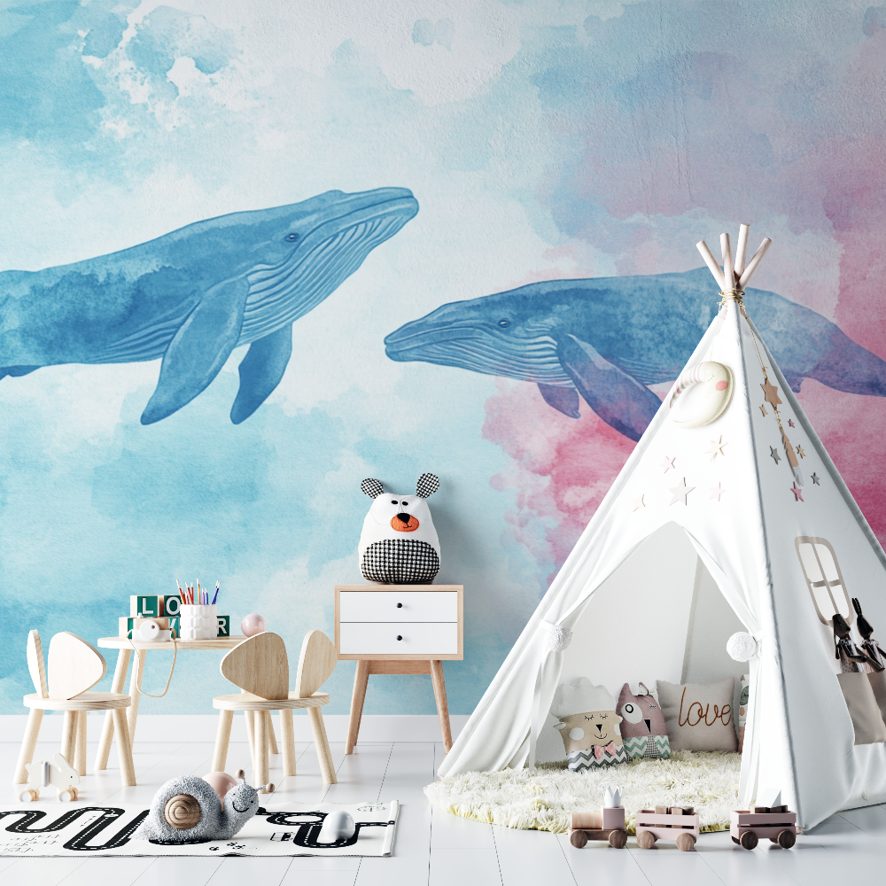 Pastel Whale Wallpaper | Murals Wallpaper