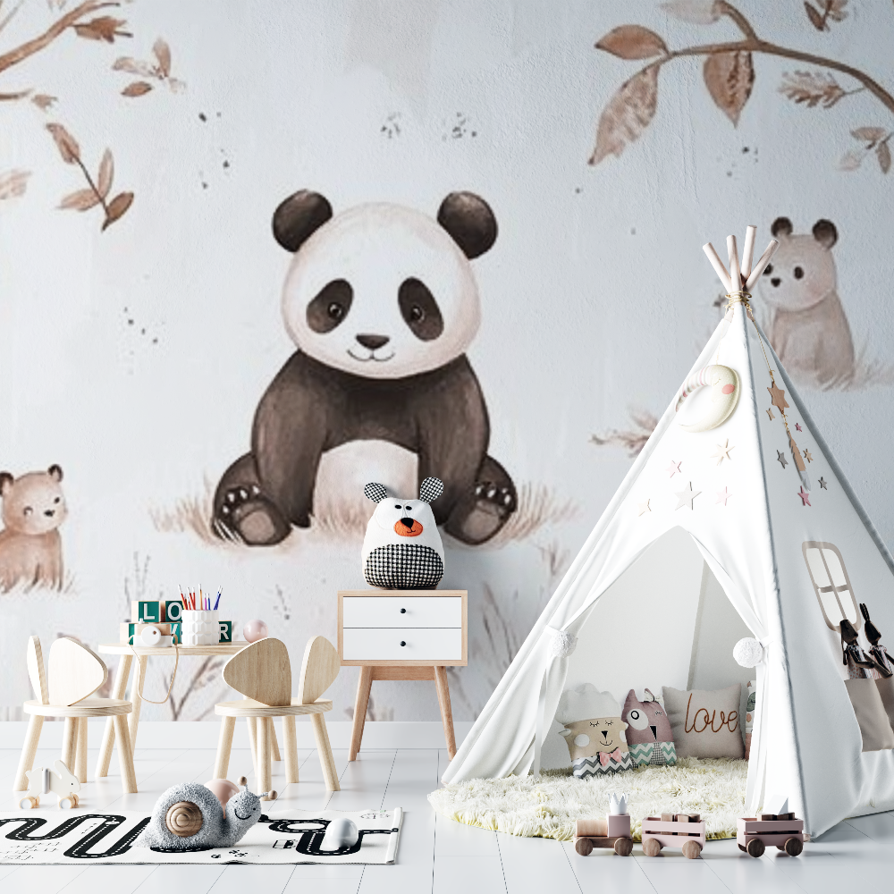 Panda und Waldtiere Tapete | Wandbilder Tapete