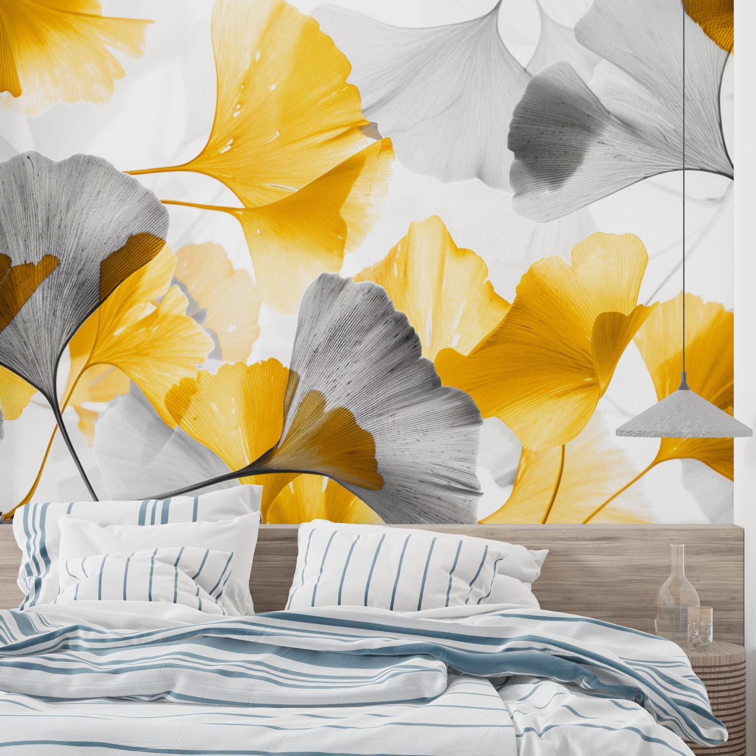 Graue und gelbe Tapete | Wandbilder Tapete
