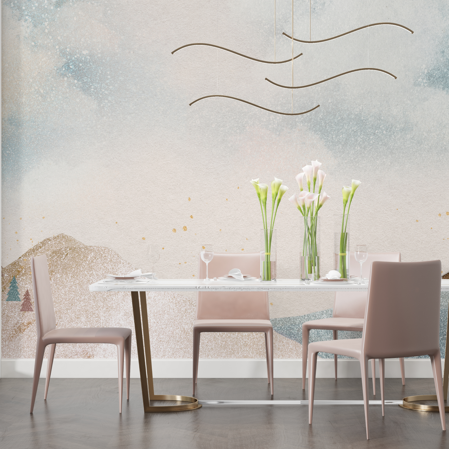 Scandinavian Watercolor Baby Wallpaper | Murals Wallpaper