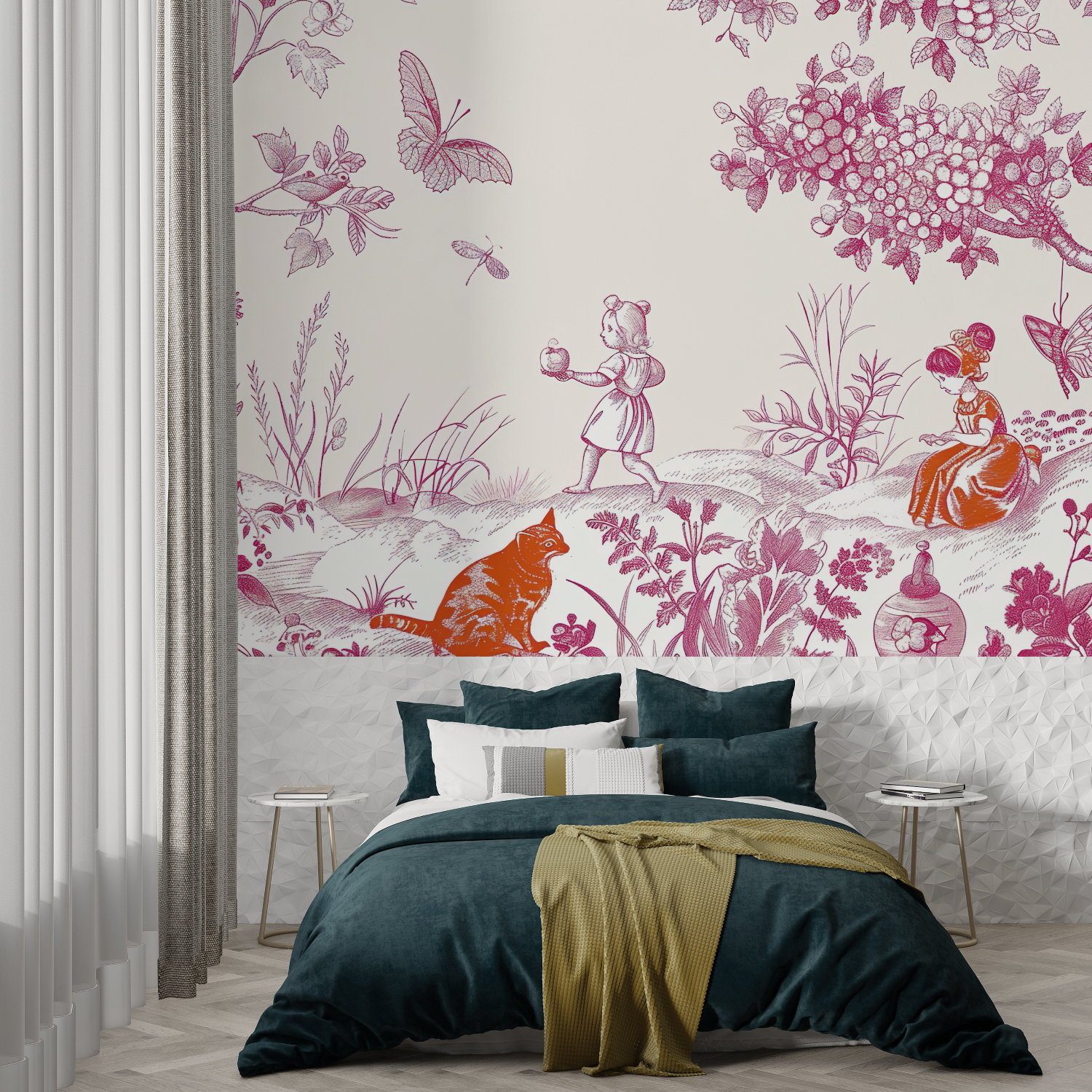 Childrens' Pink Toile Wallpaper | Murals Wallpaper