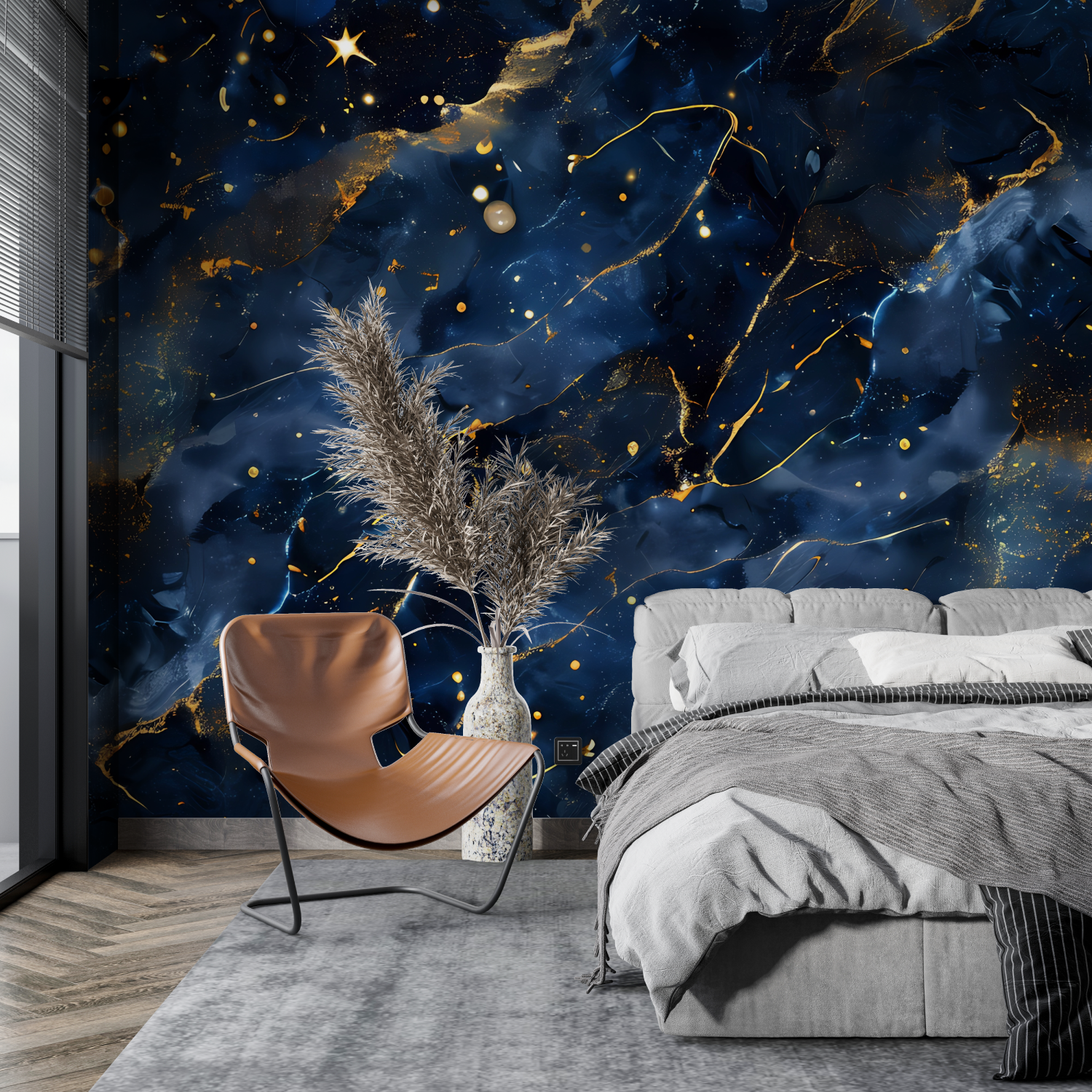 Blue and Gold Mural Wallpaper | Murals Wallpaper