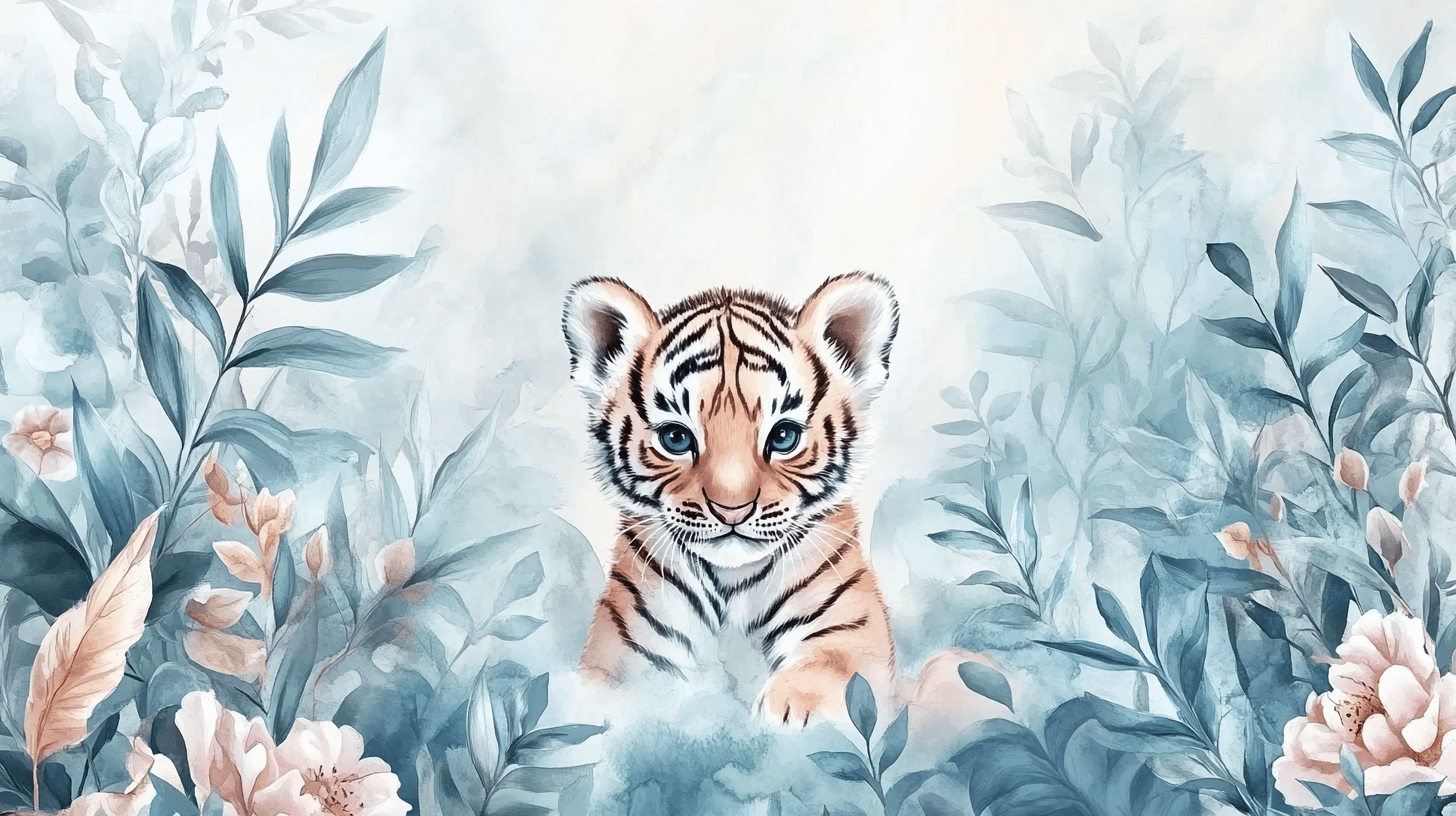 Tiger and Enchanted Forest Wallpaper | Murals Wallpaper