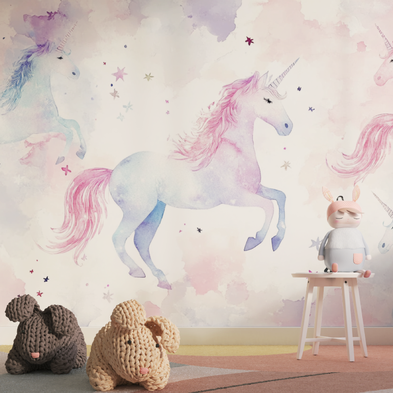 Unicorn Pattern Wallpaper for Baby Room | Murals Wallpaper