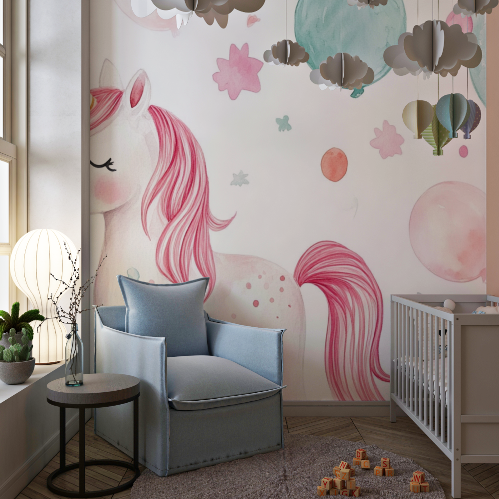Unicorn Decor Wallpaper for Girls Balloon | Murals Wallpaper