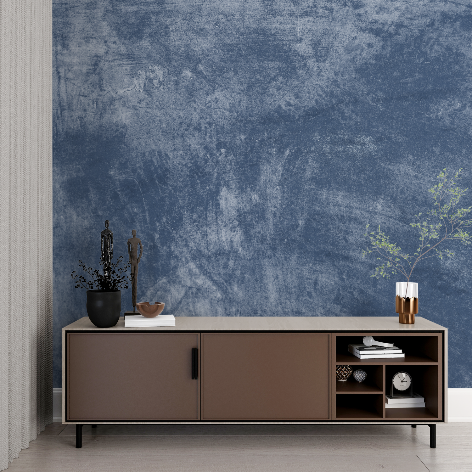 Trendy Gray and Blue Wallpaper | Murals Wallpaper