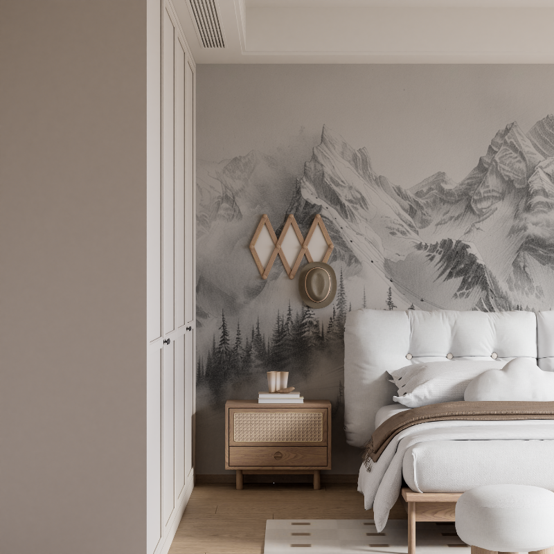 Tapetenwandgemälde „Montagne Sommet de Chamonix“.