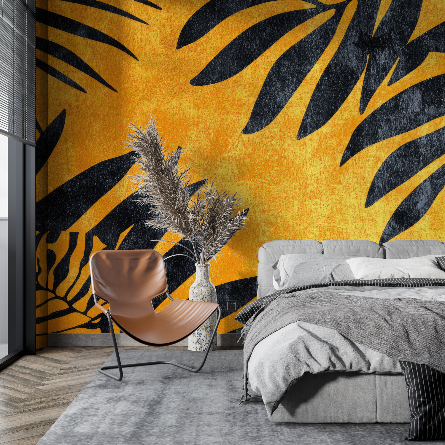 Mustard and Black Wallpaper | Murals Wallpaper
