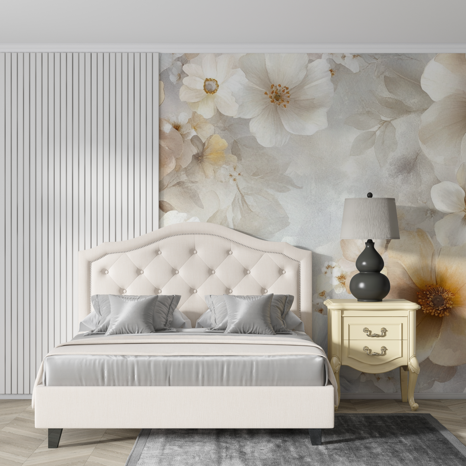 Papel de parede elegante e delicado da flor da aguarela | Papel de parede dos murais