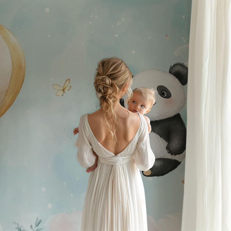 Panda and Hot Air Balloon Wallpaper | Murals Wallpaper