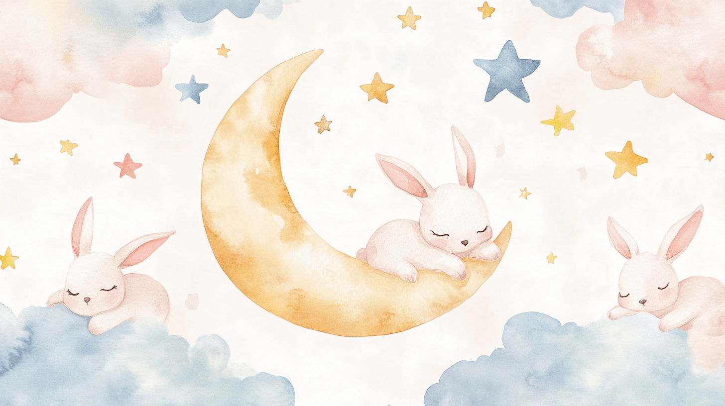 Wallpaper Animals Rabbit and Sleeping Moon | Murals Wallpaper