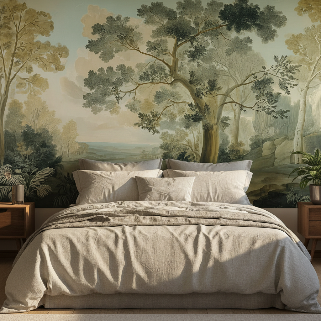 Vintage Landscape Panoramic Mural Wallpaper