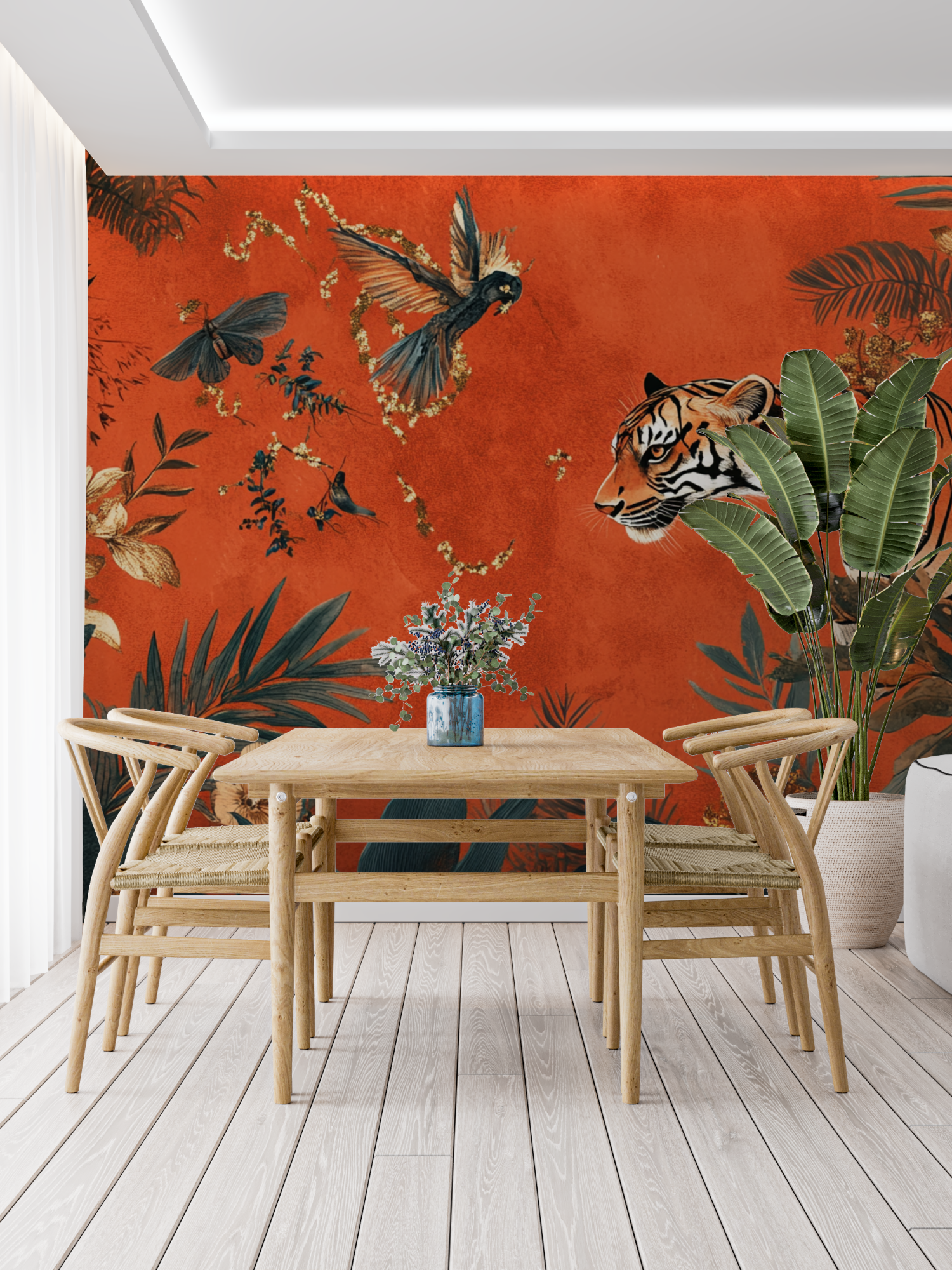 Terracotta Wallpaper with Wild Animals | Murals Wallpaper