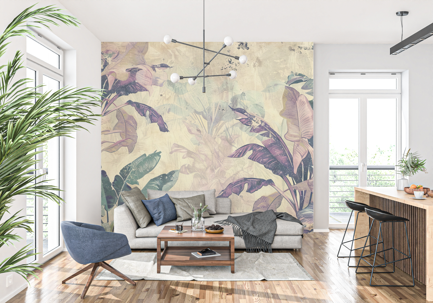 Vintage Tropical Purple Wallpaper | Murals Wallpaper