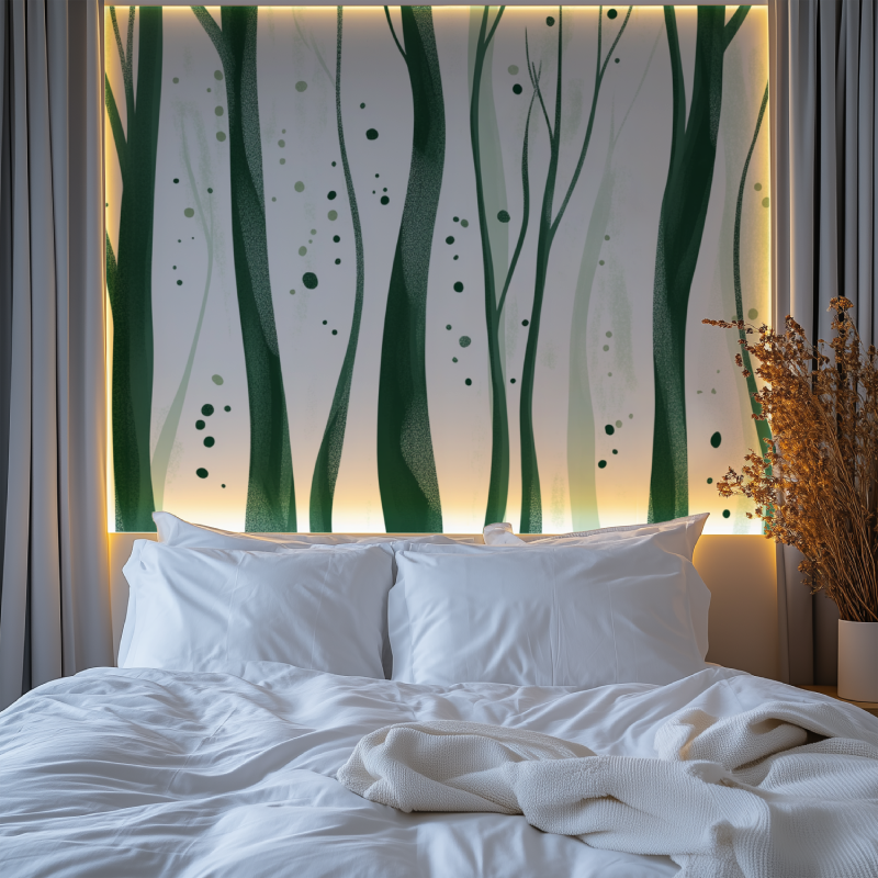 Stylized Green and White Tree Wallpaper | Murals Wallpaper