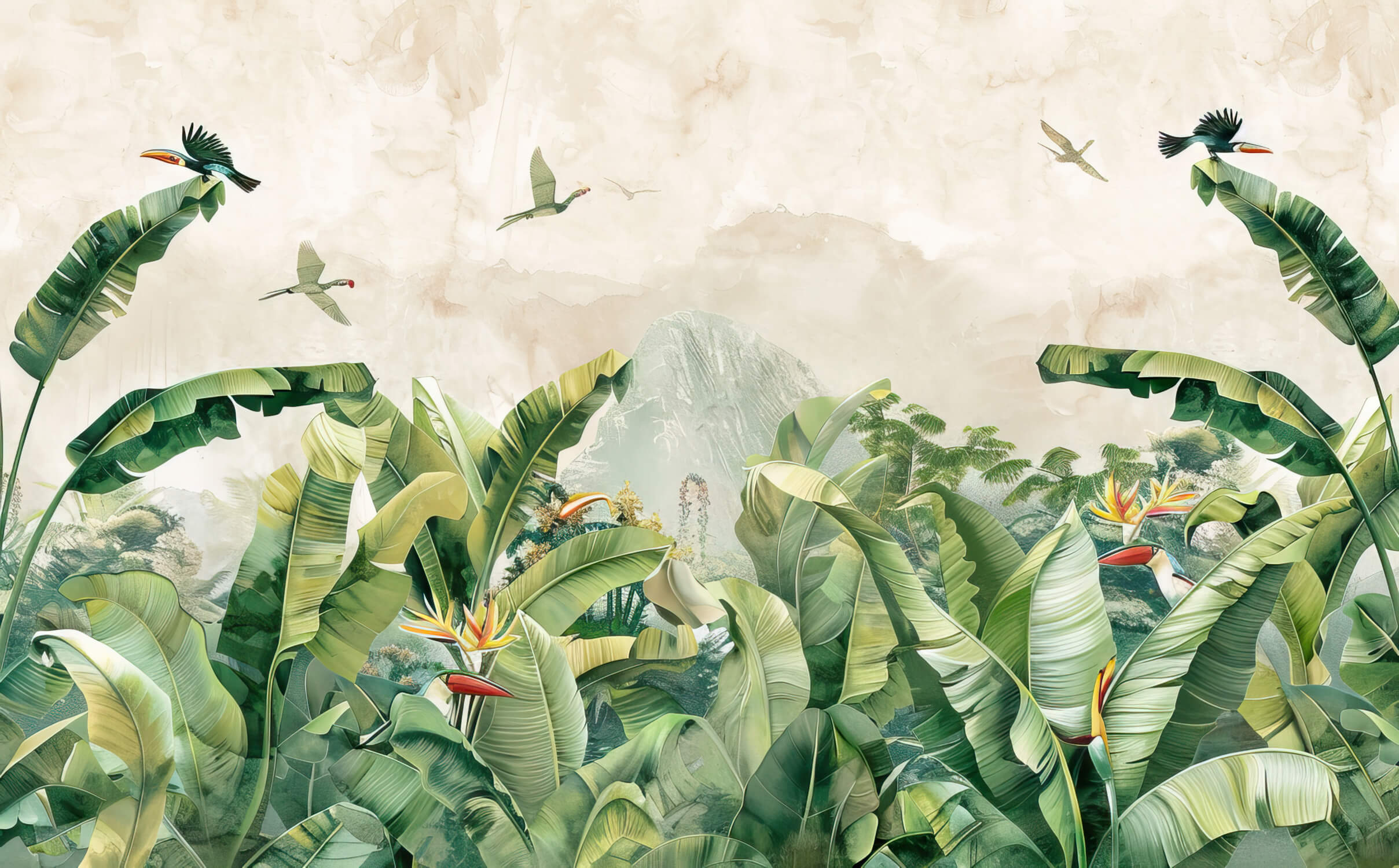 Watercolor Tropical Vibe Wallpaper | Murals Wallpaper